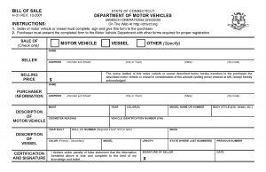 Connecticut DMV Bill of Sale Form
